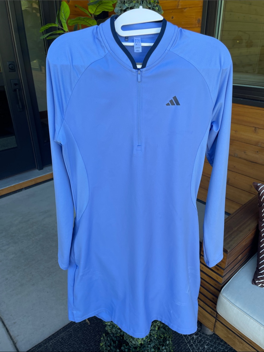 adidas woman’s Light Blue Long Sleeve Quarter-Zip Training dress